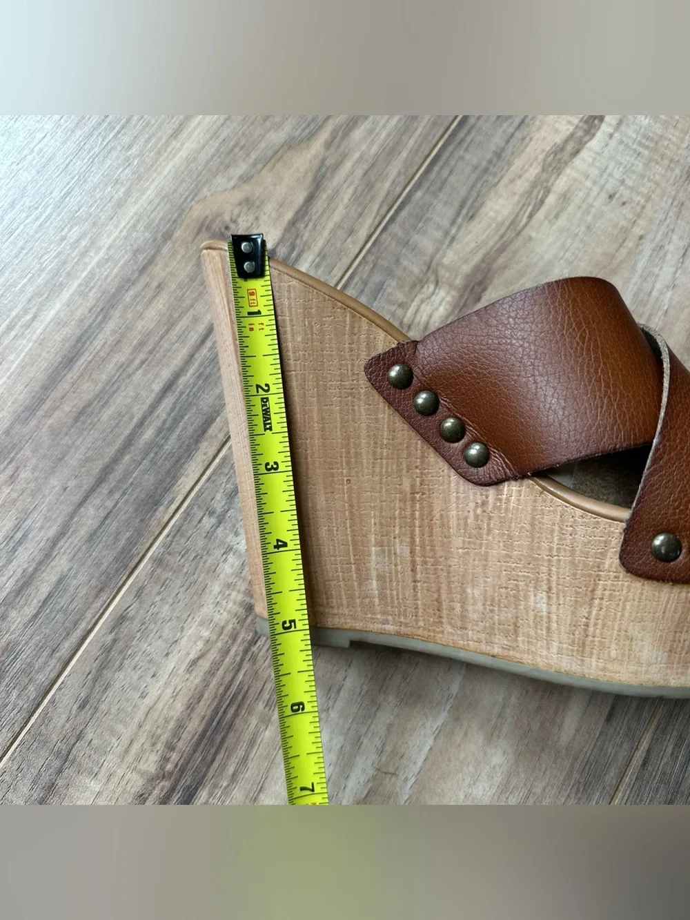 Mossimo Supply Co. Brown Platform Wedge Sandals Wood Clog Heel Studded Size 8